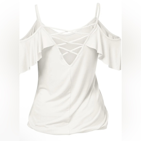 💋 VENUS - Ruffle Cold-Shoulder Top - Picture 6 of 8